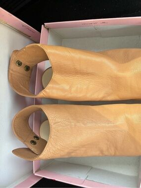 Crown Vintage Tan Over-the-Knee Peep-Toe Boots